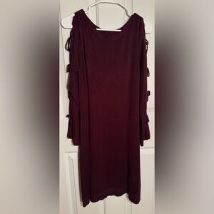 VINCE CAMUTO Burgundy Merlot Long Sleeve with Ties Sweater Dress Womens sz Large